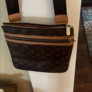 Luxury Brown Monogram Crossbody Bag